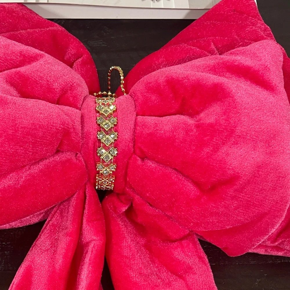 Hot Pink Velvet Ribbon Christmas Bow Valentine Bow Wall Tree Decor NWT